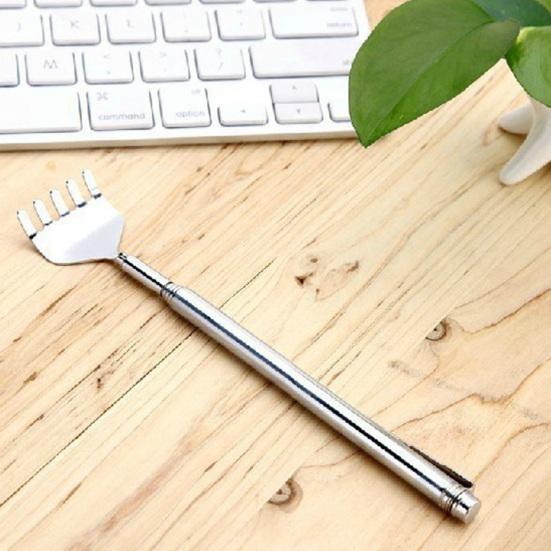 Stainless Steel Extendable Back Scratcher Portable Hard-to-Reach Areas Five-Teeth Telescoping Handle Back Scratcher Massager Tools