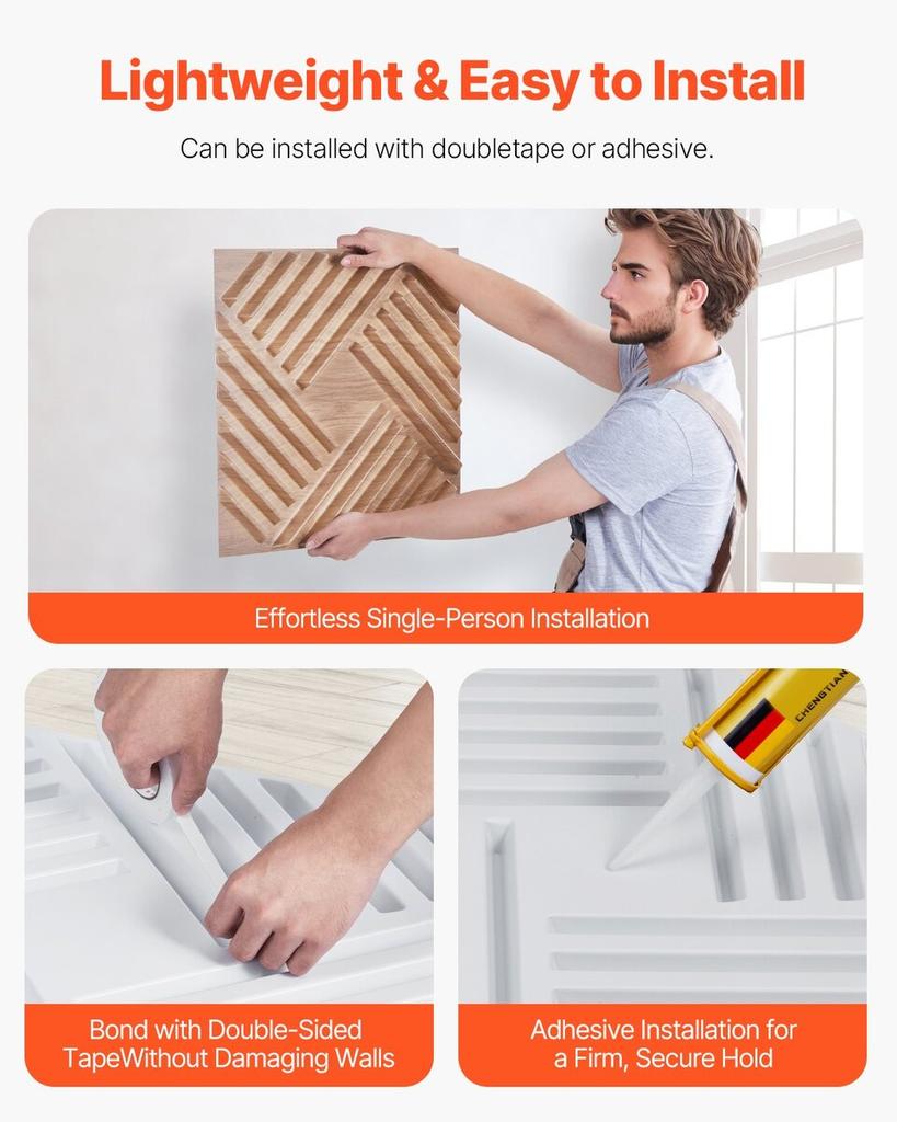3D Slat Wall Panels 12-Pack 19.7x19.7'' PVC 32 Sq.Ft Coverage Light Wood