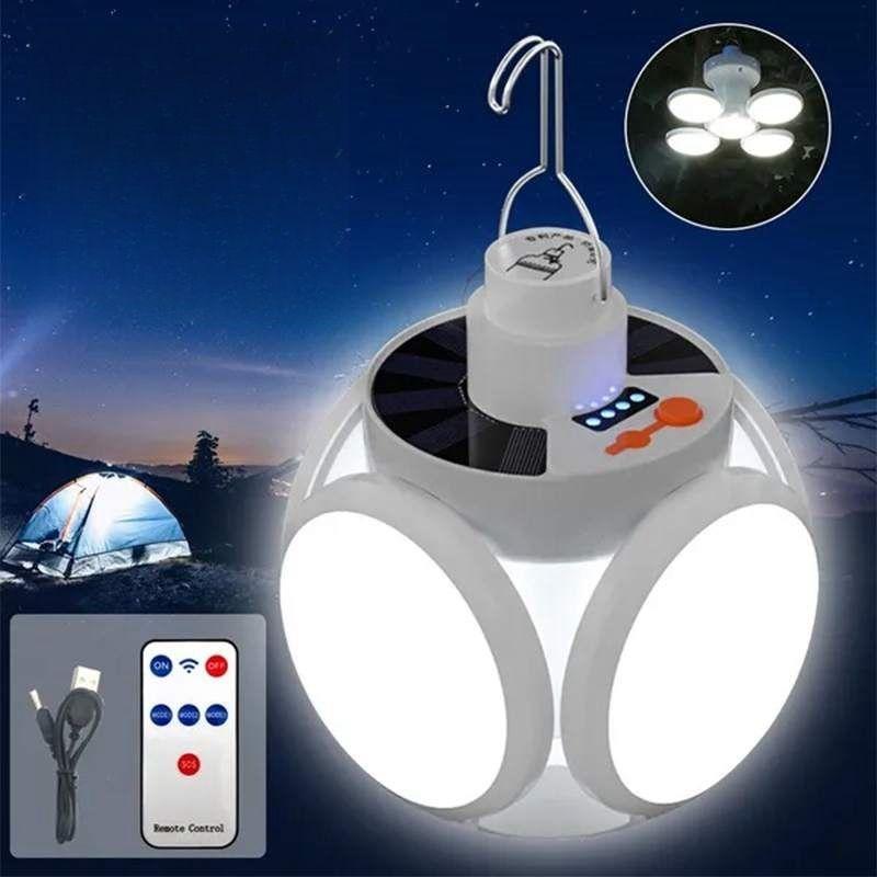 50W Football Led Bulbs Solar Remote Control Night Light Rechargeable Light with Lantern Folding with Cable for Garden Bulb Light