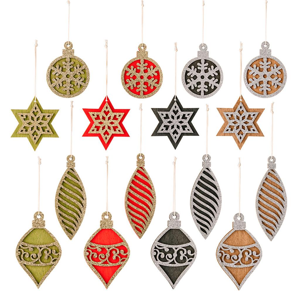 Colorful Wooden Christmas Ornaments With Festive Patterns For Holiday Decor
