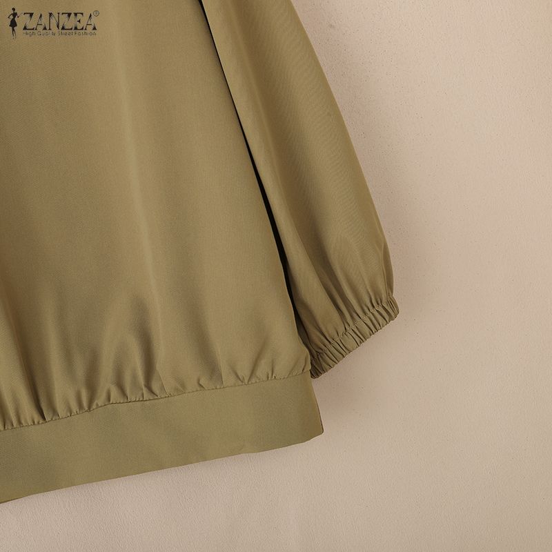 ZANZEA Women Lace Splice V-neck Casual Long Sleeve Blouse