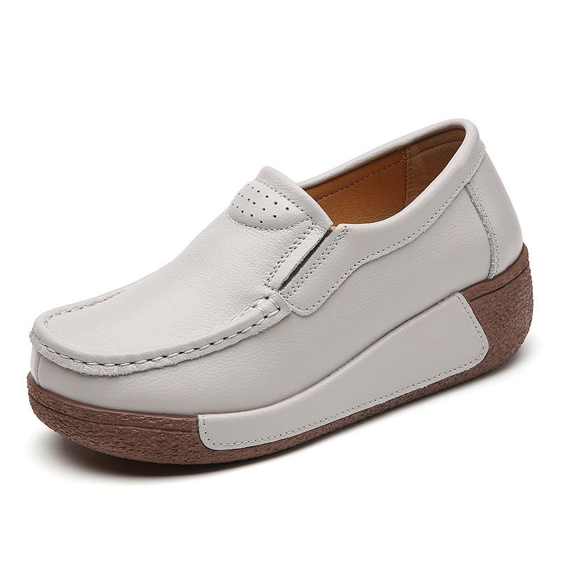Autumn Women Flat Shoes Woman Platform Sneakers Moccasins Shoes Woman Genuine Leather Shoes Wedge Women Loafers