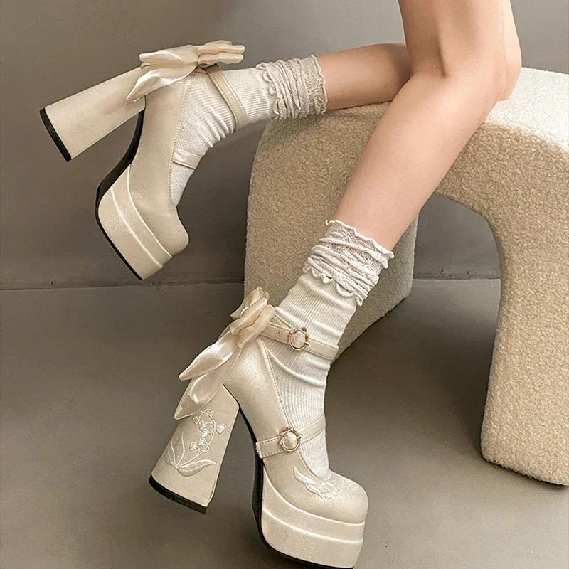 Fashion Night Club Platform Women Lolita Pumps Fashion Shallow High Heel Shoes 2025 Spring Autumn Ladies Outdoor Stripper Shoes