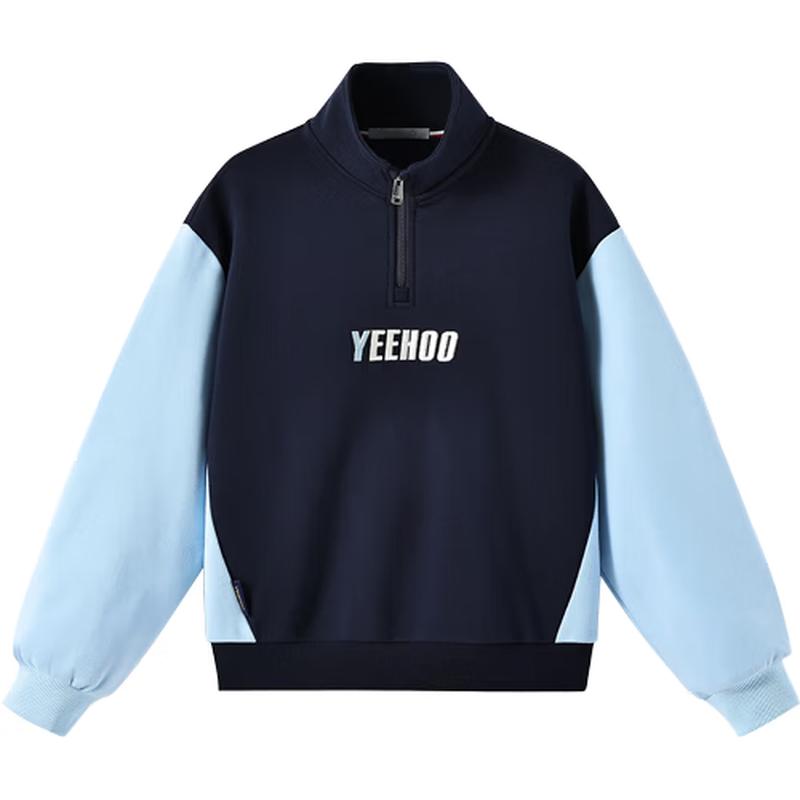 YEEHOO Boys Fleece Lined Stand Collar Sweatshirt 140