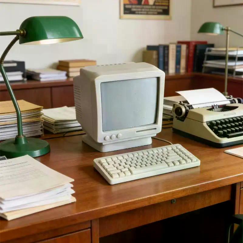 1/12 1/18 Scale Dollhouse Mini Retro Desktop Computer Model Miniature Home Scene Ornament Pretend Play Toy