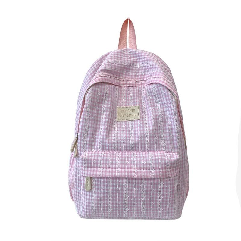 Schoolbag Pastoral Bag Small Fresh Plaid Summer Leisure Backpack 1011 New Literary and Artistic Fan Girl Travel Small Backpack