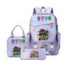 Rhythm box music game heat transfer backpack Sprunki pink schoolbag portable lunch bag stationery pencil case D