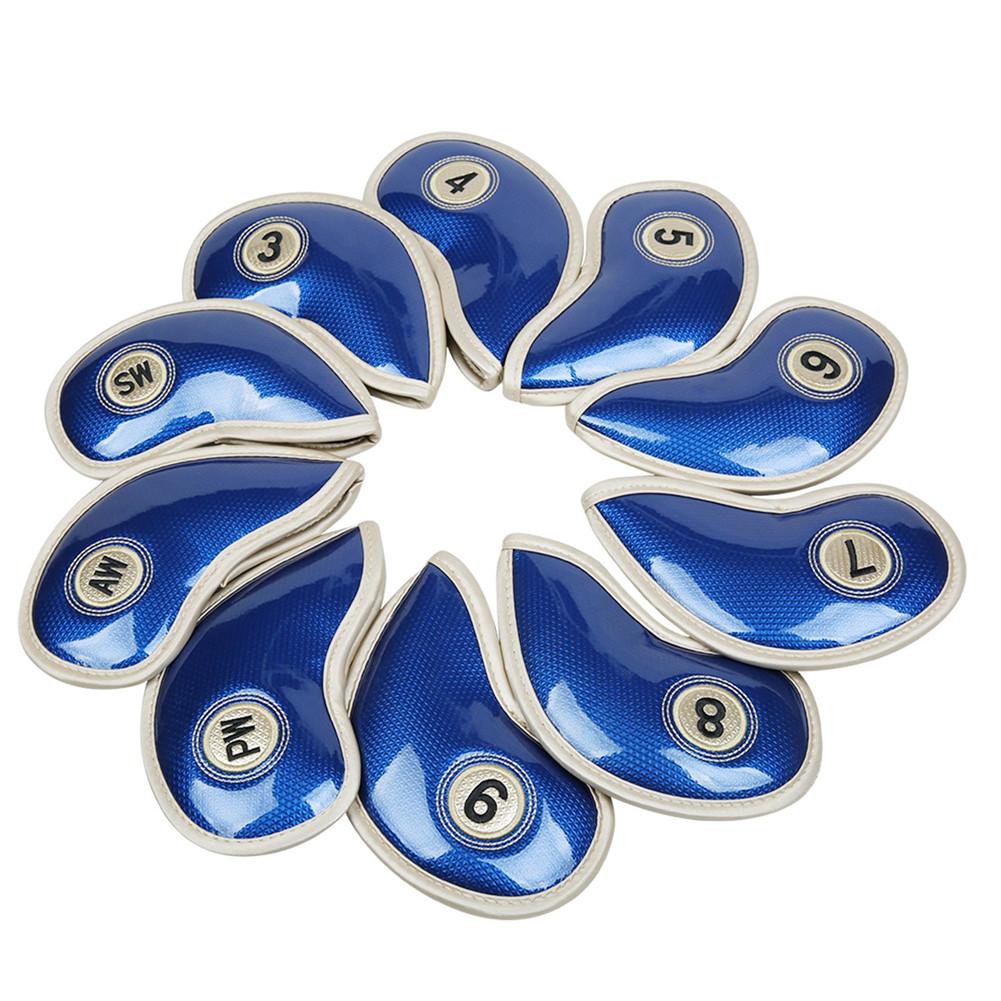 10pcs/Set High Strength PU Leather Golf Iron Head Covers Set