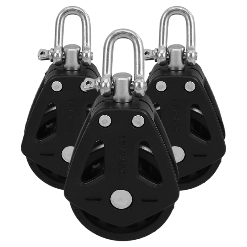 Milisten 3-Piece Swivel Pulley Cable Pulley System with Dual Nylon Pulley Wheels and Bearings for Pilates, Boats, and Yachts, 3.8 x 2.0 x 0.9 Inches