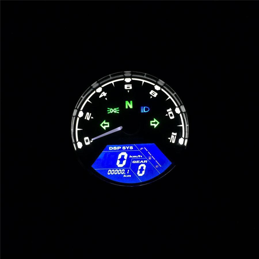 12000RPM Motorcycle Universal LCD Signal Speedometer Tachometer Odometer Gauge