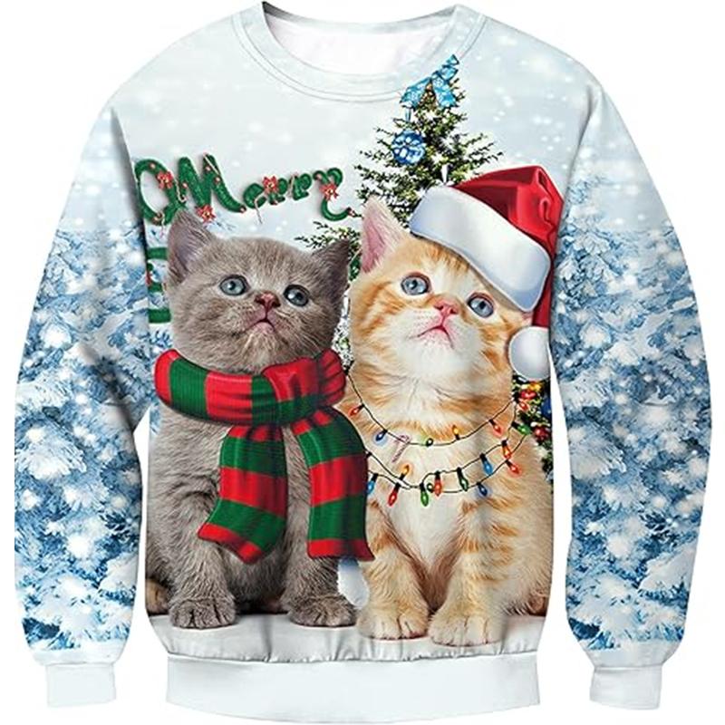 Funny Animal Alpaca Graphic Ugly Christmas Sweater Fashion Pet Cat Dog Sweatshirts For Women Clothes Xmas O Neck Pullovers Tops