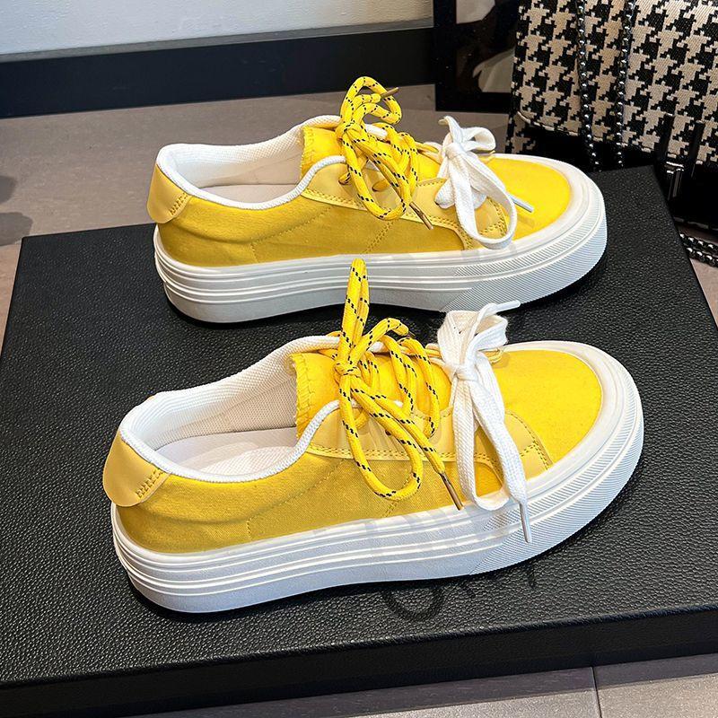 2025 New Black Canvas Shoes for Women's Autumn Korean Version of Students Platform Shoes Versatile Casual Campus Wind Shoes for Women