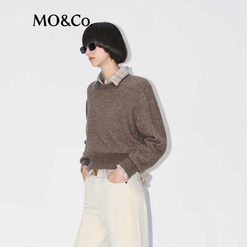 MO&Co. Women's Wool Blend Crew Neck Sweater