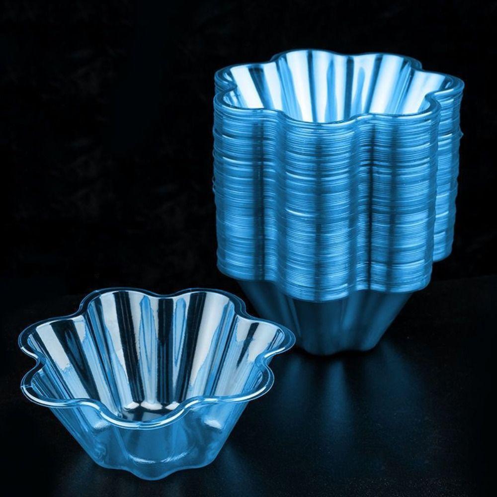 50 Pcs Disposable Ice Cream Bowls Transparent Dessert Serving Cups Flower-Shaped Sundae Cup  Bakery