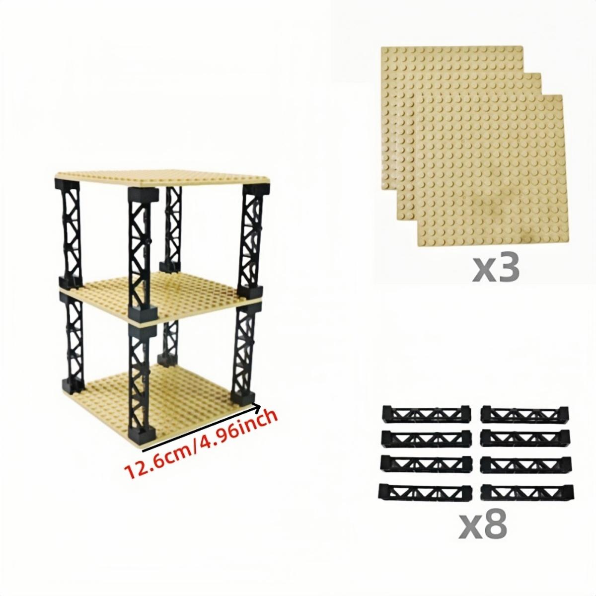 

IDEAMOC 3pcs Baseboards and 8pcs Black Pillars Building Block Set DIY Assembly Toys Playsets 12.6*12.6cm Baseplate Black Pillars Asst