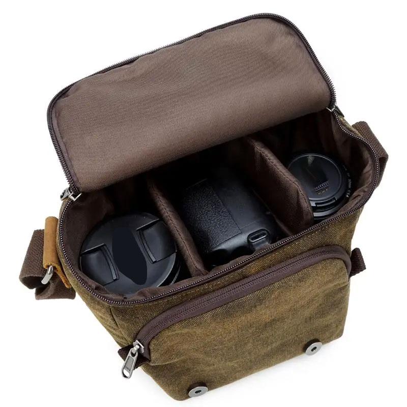 Vintage Canvas Fotografie Schultertasche Sling SLR Kamera Tragetasche Kleine Reisetaschen für Nikon Sony Canon