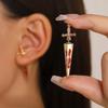 Punk Sword Gothic  Piercing Earrings for Women Men Goth Crystal Ear Jacket Dagger Stud Earrings Zircon