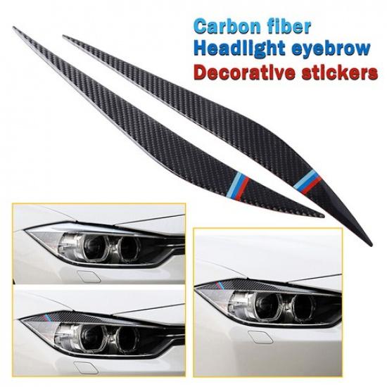 Carbon Fiber Headlight Eyebrow Eyelids Trim Cover Sticker For BMW 3 Series F30