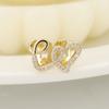 2Pcs Zircon Double Heart Teeth Caps Copper Hollow Love Tooth Grills  for Women Men