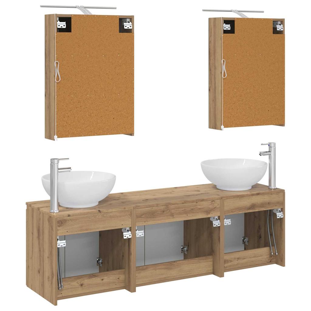 5 Piece Bathroom Cabinet Set Artisan Oak Wood Based Material