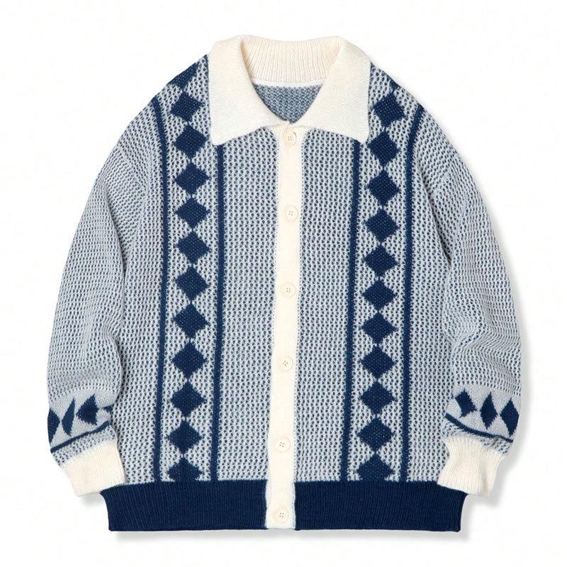 

Andre | Men s Striped Loose Long Sleeve Knitwear 2025: New Simple Design Outerwear Large королівський синій колір