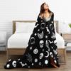 Gothic Skull Cat Moon Pattern Blanket Flannel Fleece Throw Blankets Micro Fleece Cozy Covers for Bed Sofa Car Home Decoration