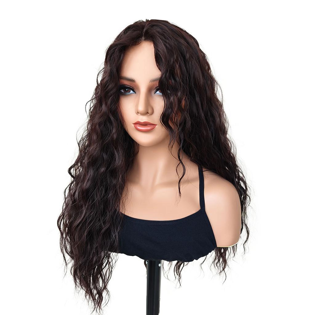 European American Mermaid Princess Red Long Curly Hair Glueless Lace Scalp Full Cap Wig Korean Style Machine Made Realistic High