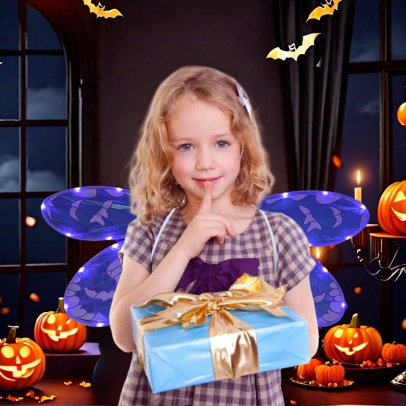 Dress Up Cicada Wing Light Up Dragonflies Wing Halloween Costume Wing LED Elves Wing Princess Wing for Women Girls Teens