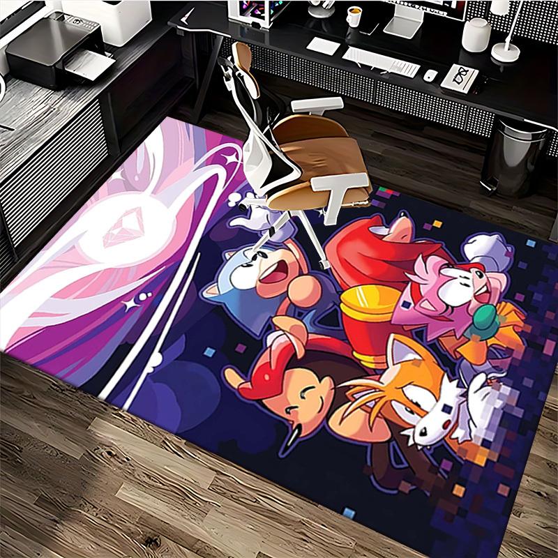 1pc Sonic the Hedgehog & Friends Chair Mat - Anime Cartoon Design, Non-Slip Carpet for Office and Home Decor, Suitable for All Seasons.O085