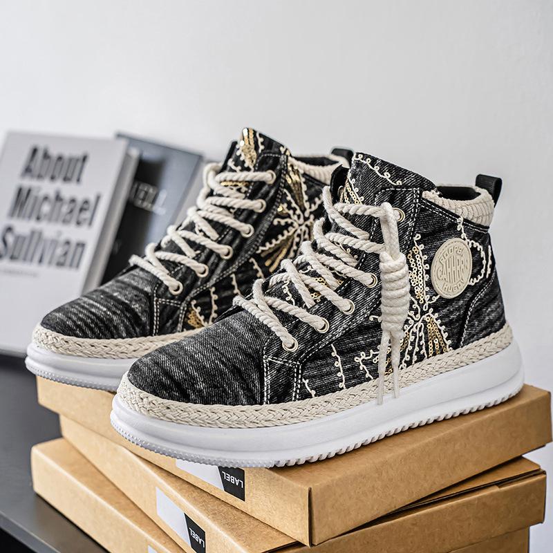 Canvas Shoes Men's Summer Sports Breathable Country Fisherman Corduroy Cloth Shoes Men's Casual Flat Shoes