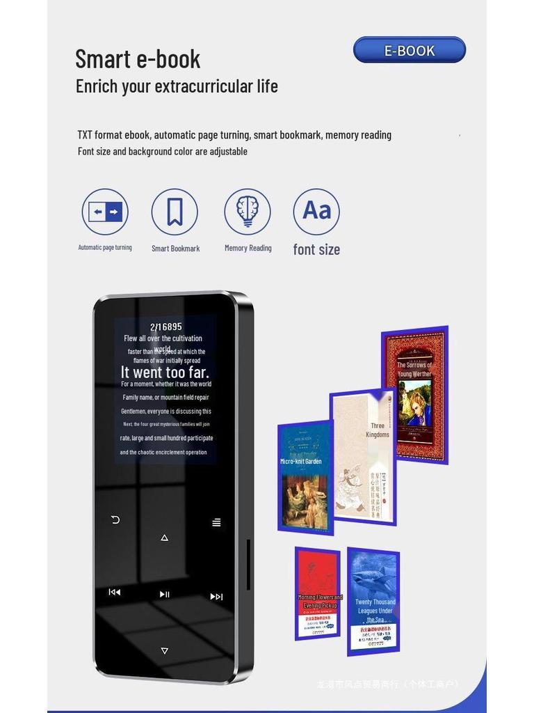 MP3/MP4 Metal Touch Bluetooth Student Music Player & E-Reader