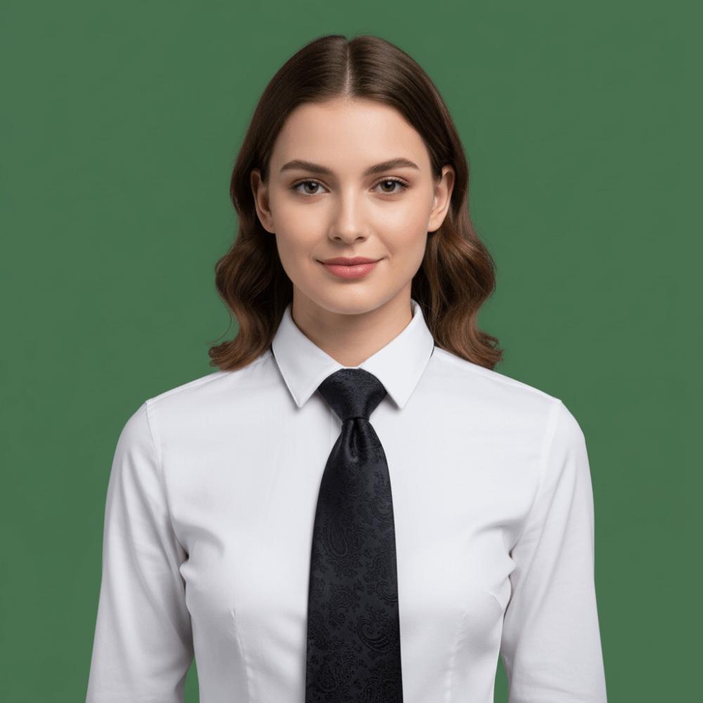 Floral Men Necktie Solid Color Retro Cravat Simple Black Necktie  Boys