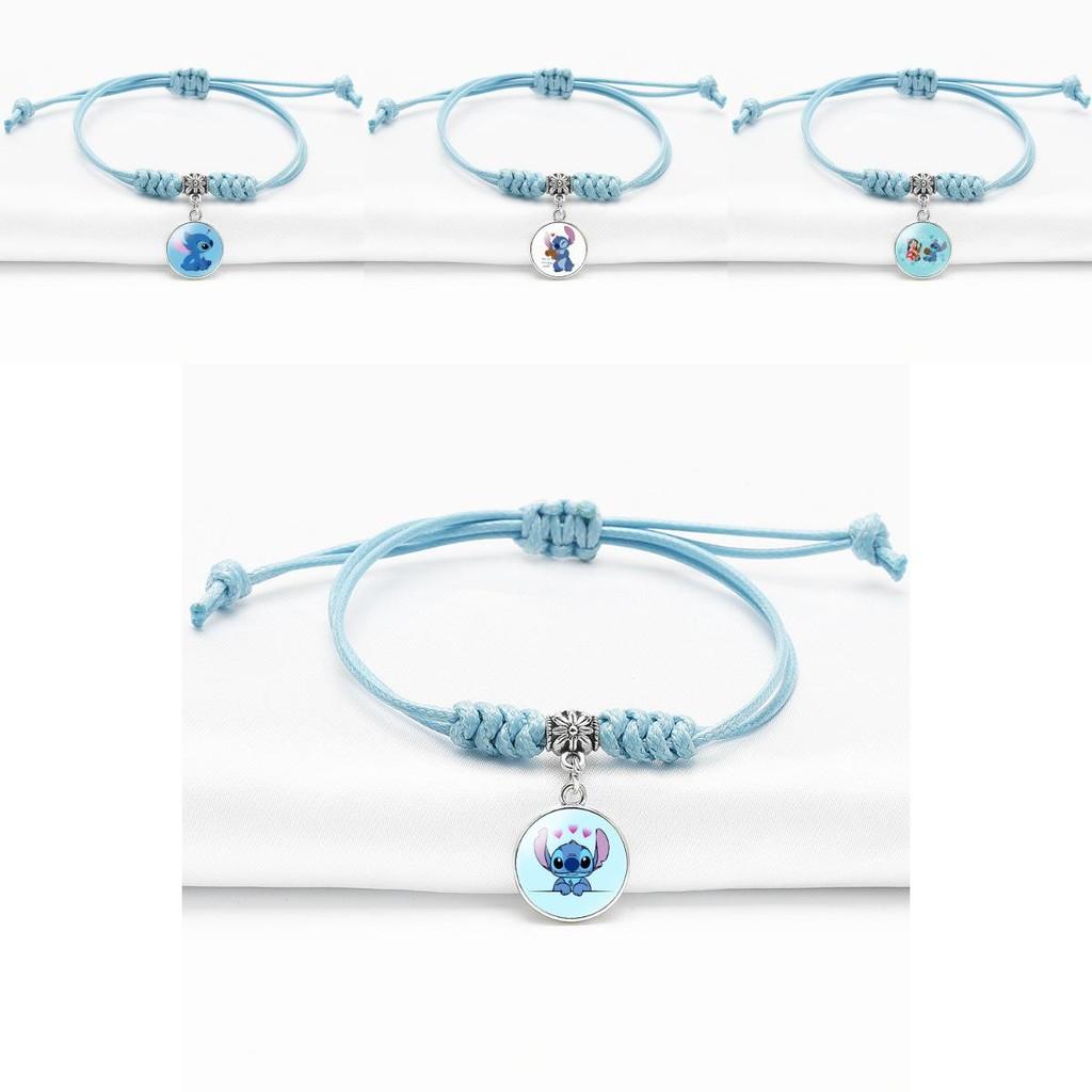 Stylish Anime Stitch Bracelet With Adjustable Blue Cord For Unisex Use