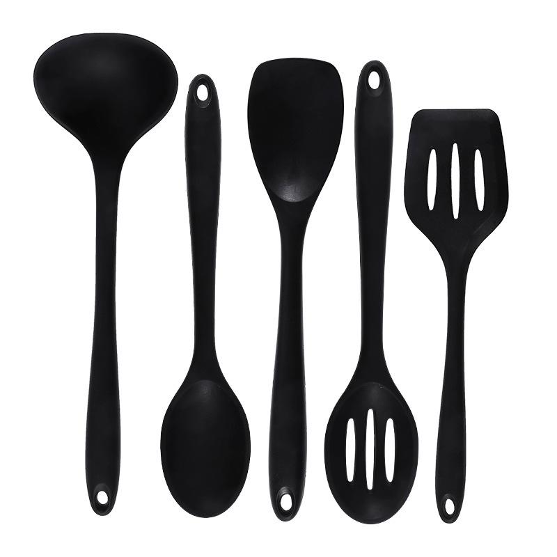 5Pcs/Set Silicone Kitchen Utensil Set With Non-Stick Pans Silicone Spatula Soup Spoon Cooking Tools For Kitchen