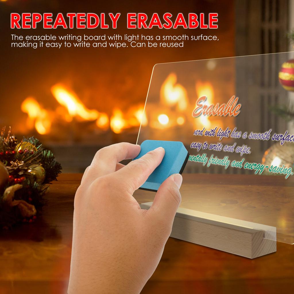 Acrylic Dry Erase Board Transparent Erasable DIY Message Board Desktop Decorative Graffiti Board Painting Night Light Gifts