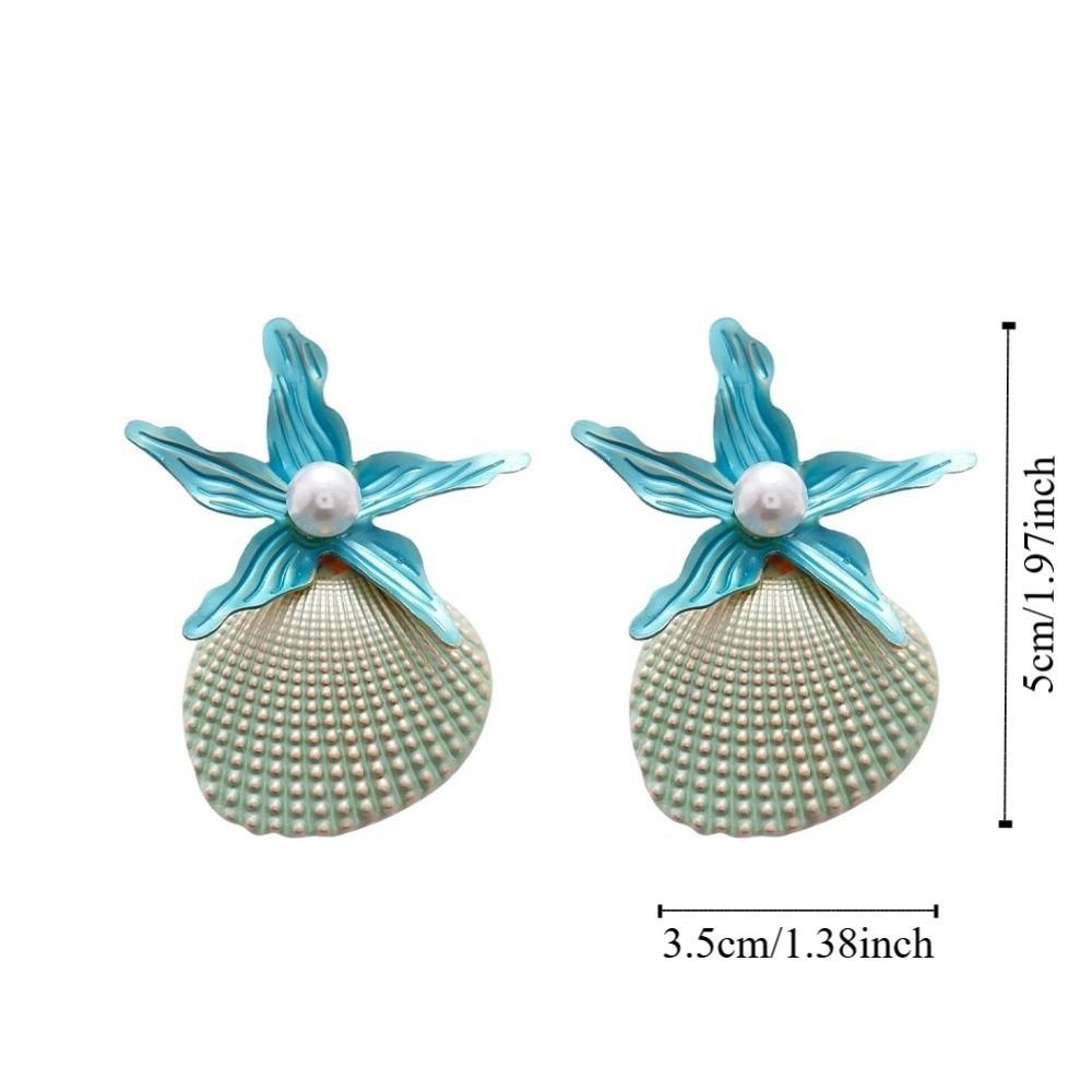 Conch Starfish Stud Earrings Scallop Starfish Pendant Earrings Charms Shell Drop Earrings  Party