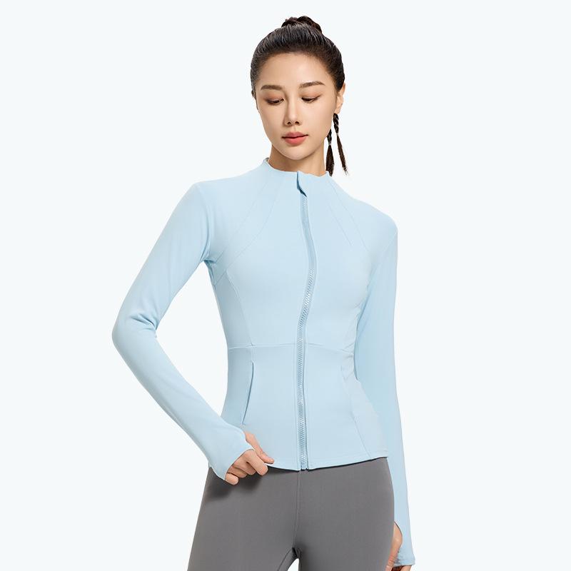 Women's Quick-Dry Sun Protection Yoga Jacket - Breathable, Slimming Fit with Pockets