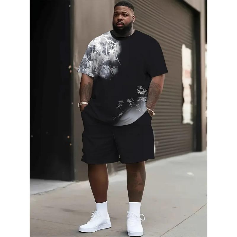 Men's Short Sleeve T-shirts And Shorts Set Outdoor Street Short Sleeve Top Shorts Plus Size Casual Summer T Shirts 2-piece Set