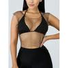 Water Diamond Fishing Net Perspective Cover Rhinestone Fishnet See-through Blouse
