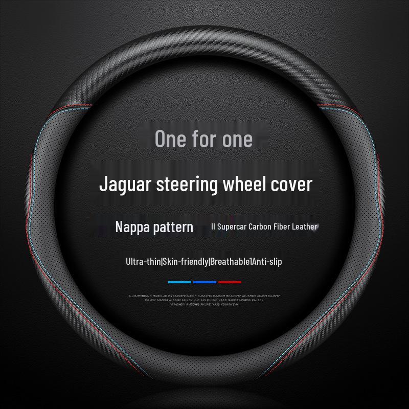 Genuine Leather Steering Wheel Cover for Jaguar XF, F-PACE, XEL, XFL, XJ, XE - Anti-Slip Design