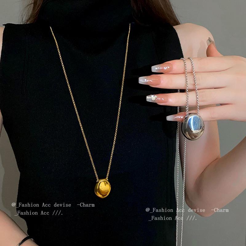 Titanium Steel Oval Chain Necklace - Stylish Stainless Steel Jewelry