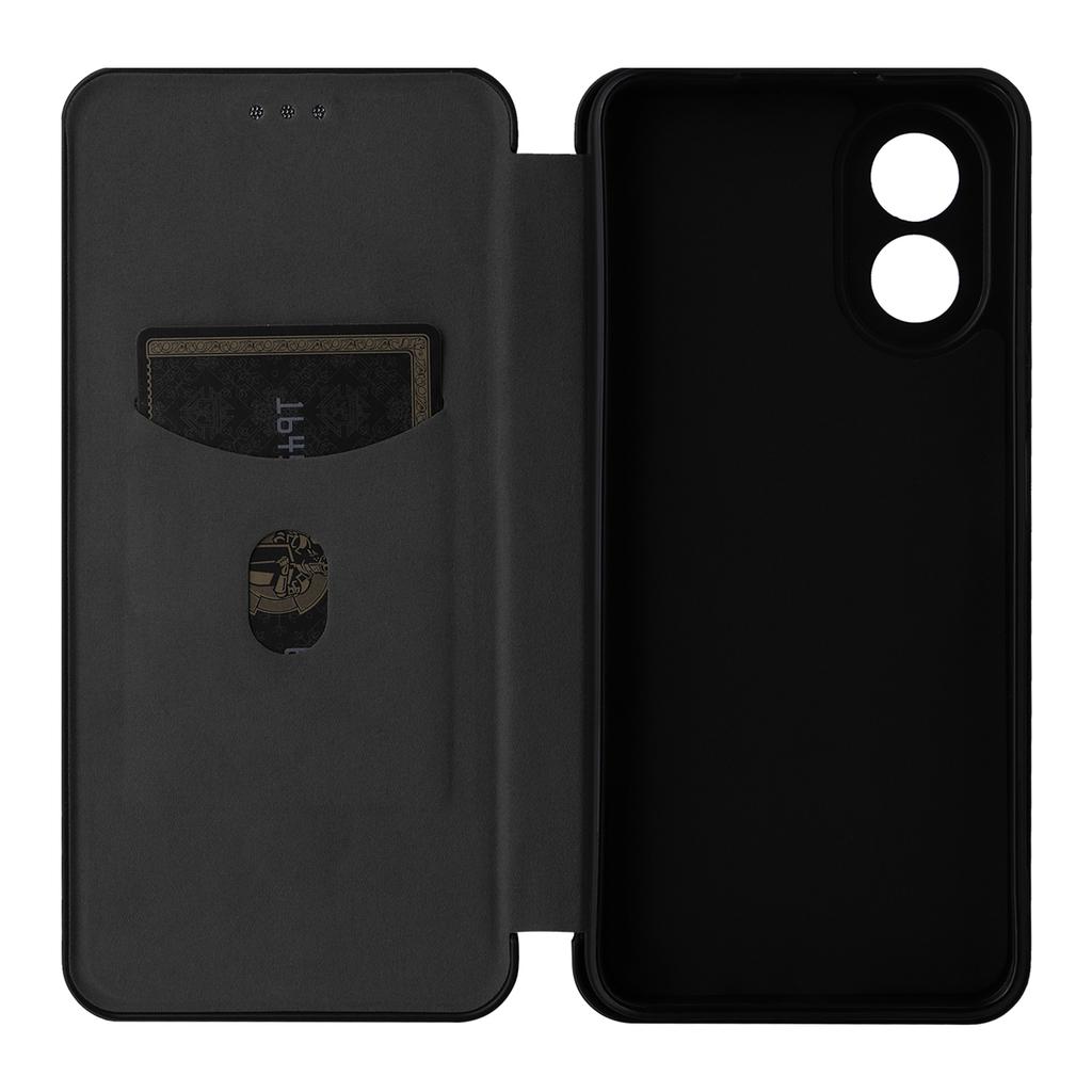 For Oppo A38 4G Case Leather Stand Card Slot Phone Shell with Carbon Fiber Texture