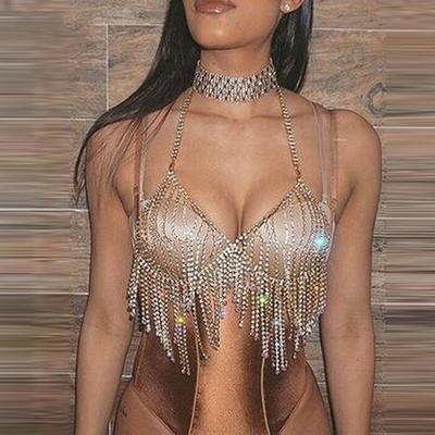 European and American Sexy Bikini Chest Chain, Body Chain, Women's Suit, Fashionable Lace Up Tassel Necklace, Body Chain
