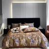 100% Egyptian Cotton Bedding Set 800TC Duvet Cover Set with Bed Sheet and Pillowcase, Vintage Oil Printing Style, Luxury Sheets