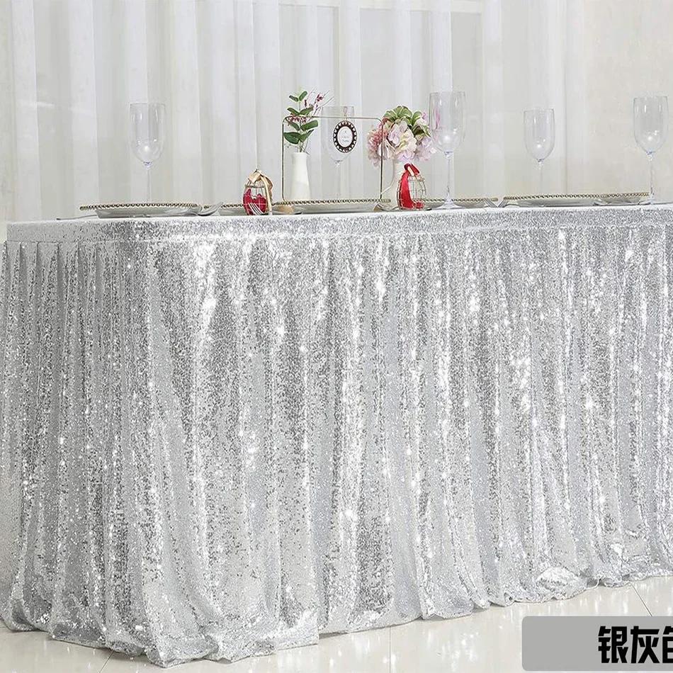 Gold Sequin Table Skirt Pleated Ruffle for Round/Rectangle/Square Table for Baby Birthday Party Banquet Wedding Christmas.