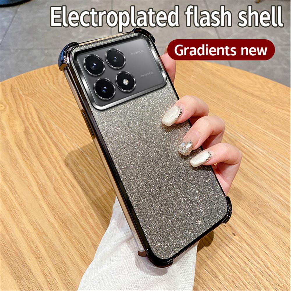 Plating Shockproof Clear Phone Case For Xiaomi Mi Poco M6 Pro 4G X5 X3 X6 Pro X3 NFC C65 13T 12T Pro Soft Silicone Glitter Cover