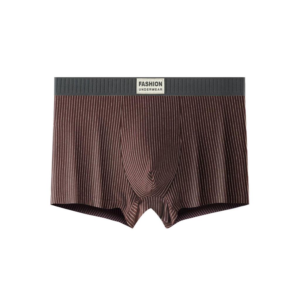 New Men's Pure Cotton Antibacterial Striped Boxer Briefs - Comfortable & Breathable