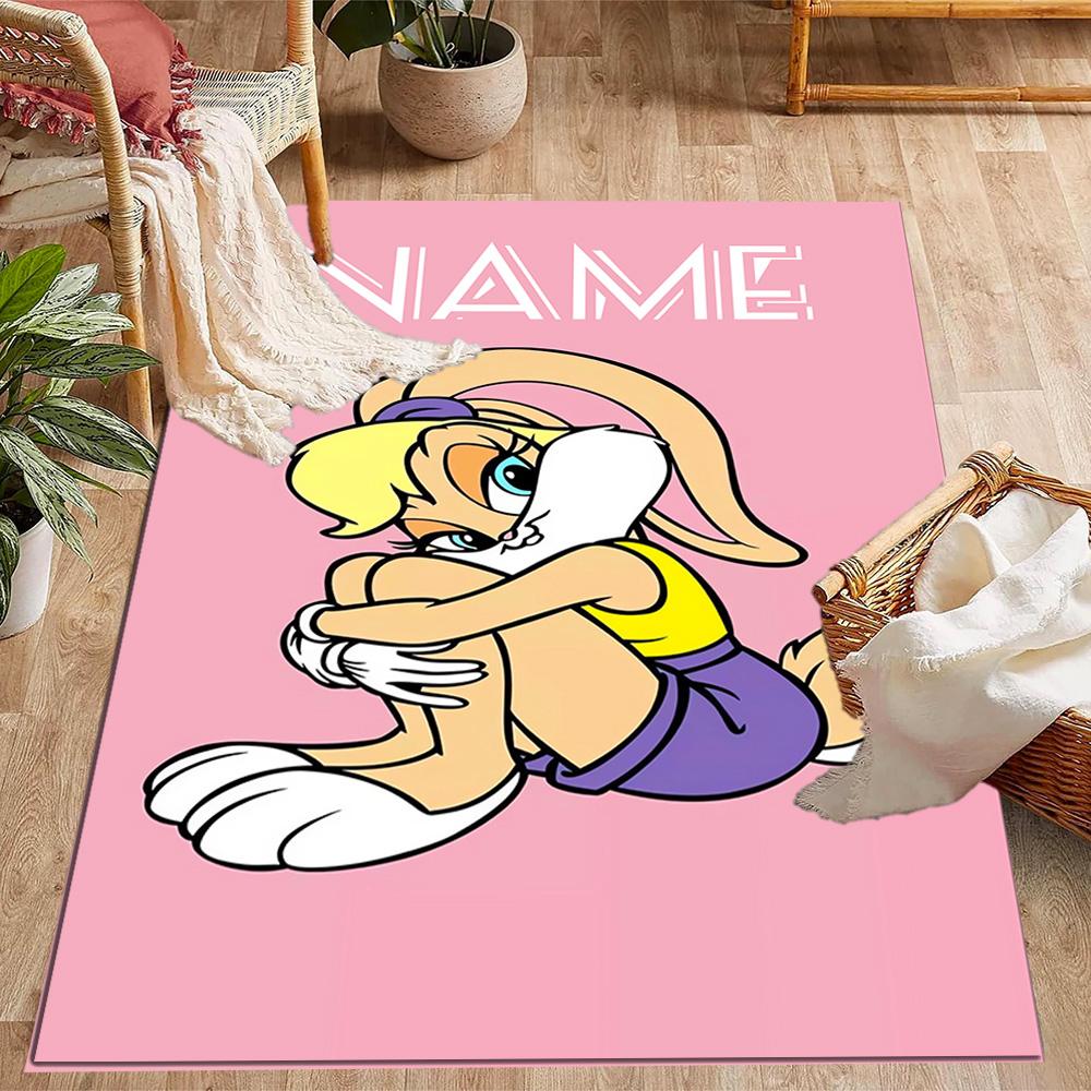 Looney Farm Animal Friends Customize Your Name Floor Rug Office Rug Suitable for Balcony Entryway Dormitory Foyer Anti-slip Rug Anime Office Decor
