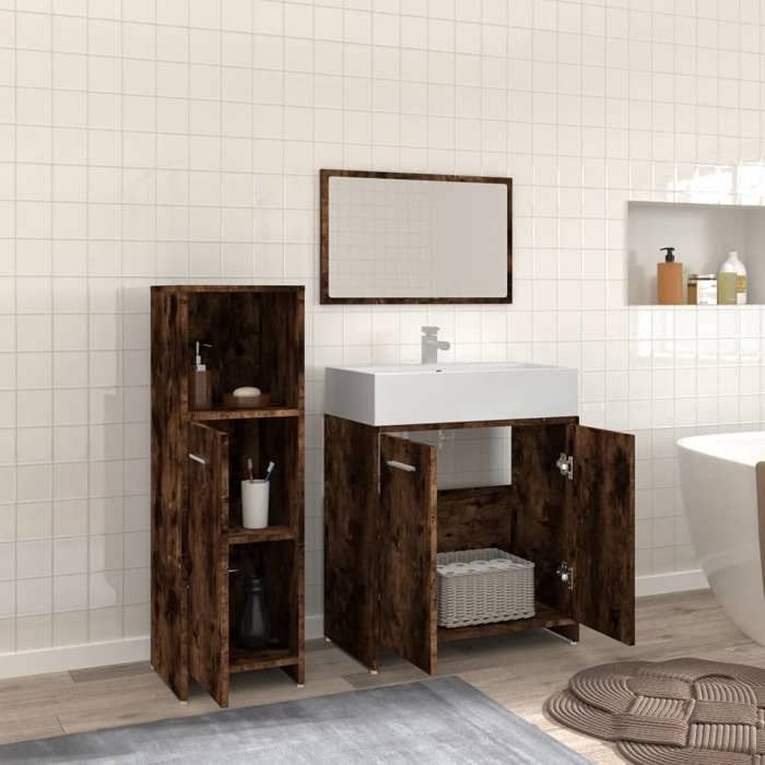 VidaXL Ensemble de meubles de salle de bain 3 pcs Chêne fumé 3154406