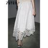 Zaprha 2025 Summer New Gentle Temperament Embroidery Hollow Midi Skirt Long Slimming 6303041